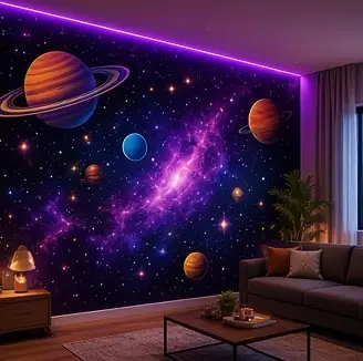 Example concept image: playroom space mural, rendered in the site style